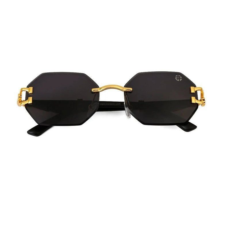 Astrolis Black Medium Rim Less Hexagonal Sunglasses for Men — Hashtag Eyewears