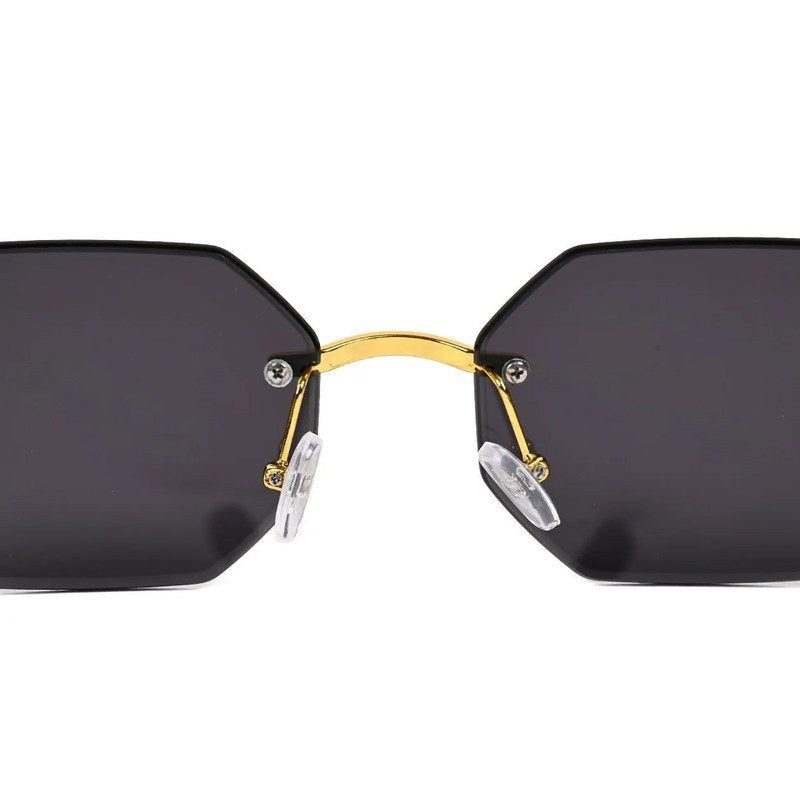 Astrolis Black Medium Rim Less Hexagonal Sunglasses for Men — Hashtag Eyewears