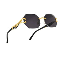 Astrolis | Black Medium Rim Less Hexagonal Sunglasses for Men [UV-protected]