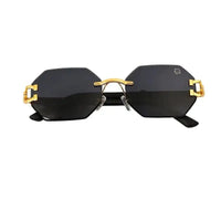 Astrolis | Blue Medium Rim Less Hexagonal Sunglasses for Men [UV-protected]