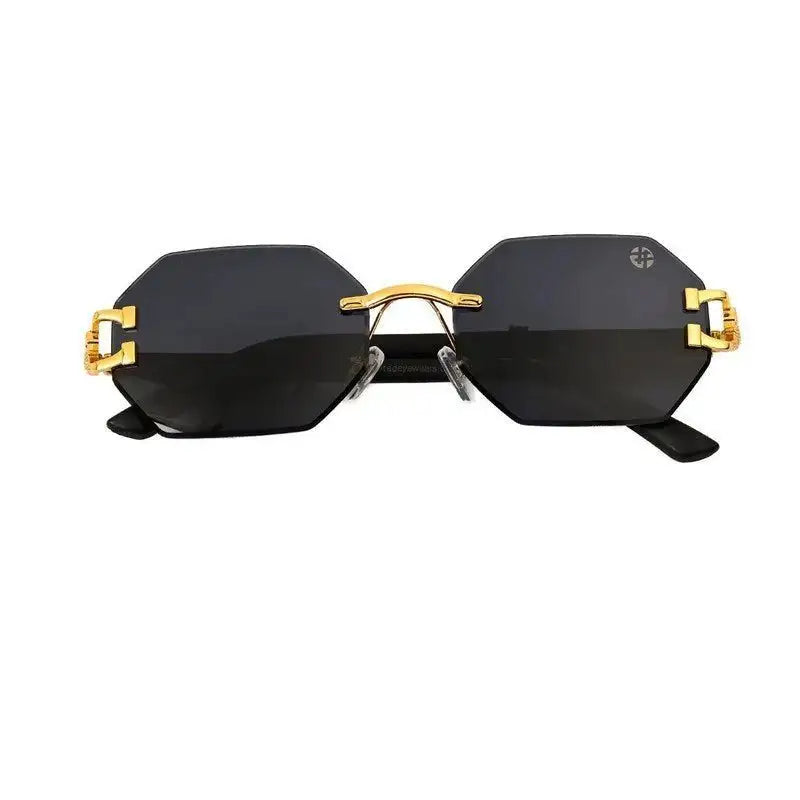 Astrolis | Blue Medium Rim Less Hexagonal Sunglasses for Men [UV-protected]