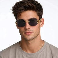 Astrolis | Blue Medium Rim Less Hexagonal Sunglasses for Men [UV-protected]