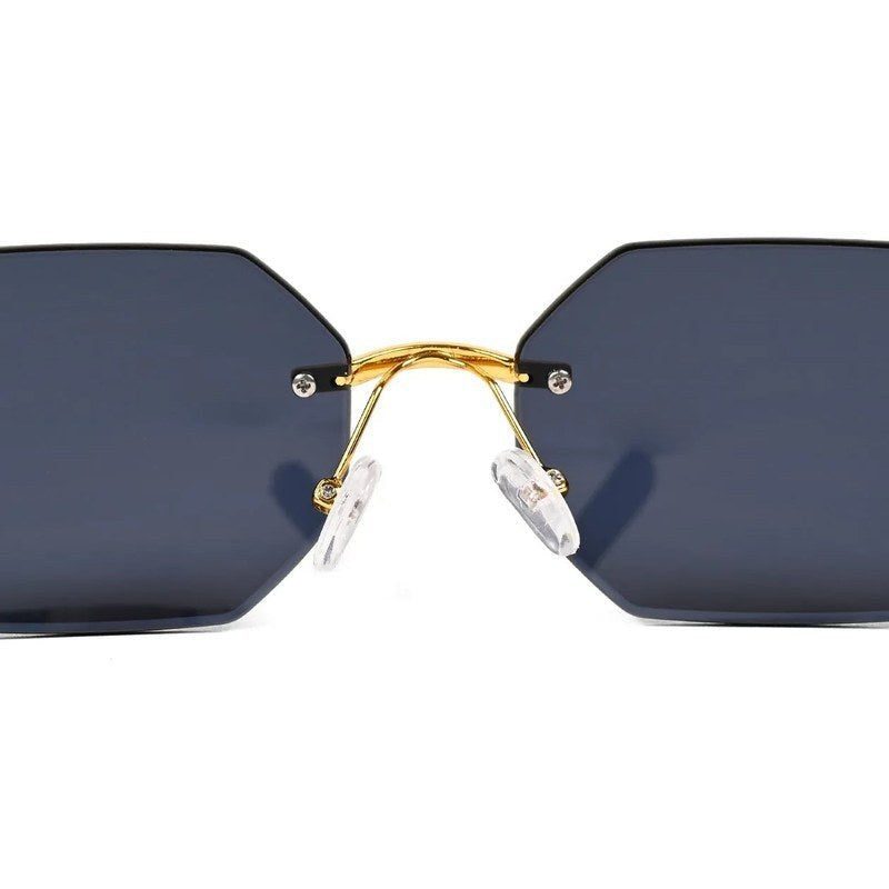 Astrolis Blue Medium Rim Less Hexagonal Sunglasses for Men — Hashtag Eyewears
