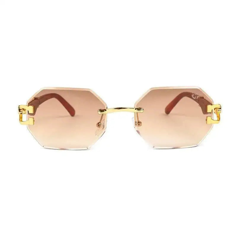 Astrolis | Brown Medium Rim Less Hexagonal Sunglasses for Men [UV-protected]