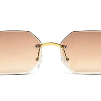Astrolis | Brown Medium Rim Less Hexagonal Sunglasses for Men [UV-protected]
