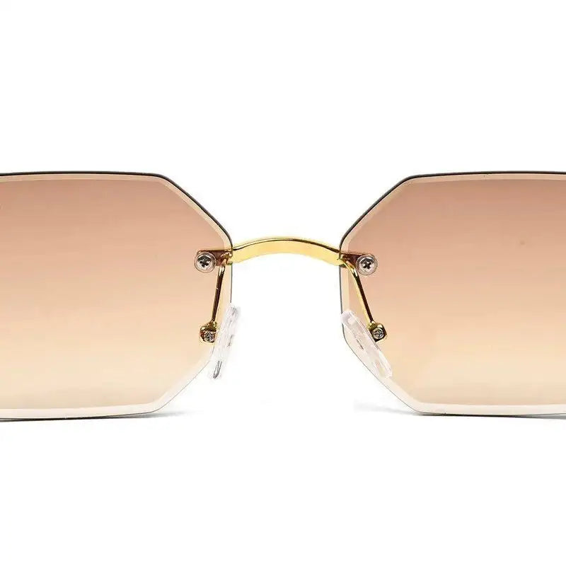 Astrolis | Brown Medium Rim Less Hexagonal Sunglasses for Men [UV-protected]