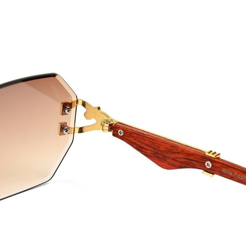 Astrolis Brown Medium Rim Less Hexagonal Sunglasses for Men — Hashtag Eyewears
