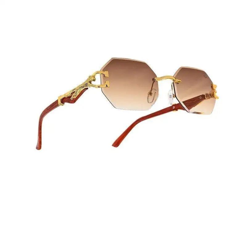 Astrolis | Brown Medium Rim Less Hexagonal Sunglasses for Men [UV-protected]