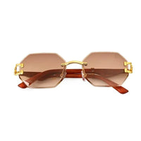 Astrolis | Brown Medium Rim Less Hexagonal Sunglasses for Men [UV-protected]