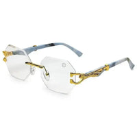 Astrolis | Golden Medium Rim Less Hexagonal Eyeglasses for Men [UV-protected]
