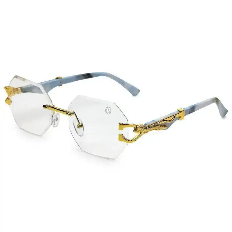 Astrolis | Golden Medium Rim Less Hexagonal Eyeglasses for Men [UV-protected]