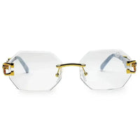 Astrolis | Golden Medium Rim Less Hexagonal Eyeglasses for Men [UV-protected]