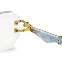 Astrolis | Golden Medium Rim Less Hexagonal Eyeglasses for Men [UV-protected]