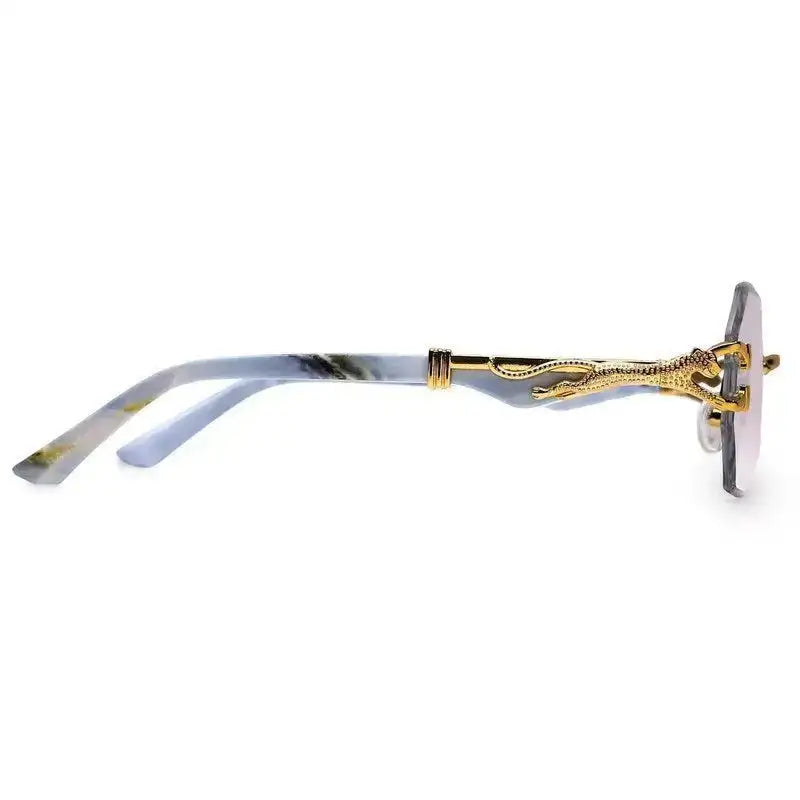 Astrolis | Golden Medium Rim Less Hexagonal Eyeglasses for Men [UV-protected]