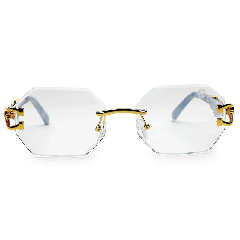 Astrolis Golden Medium Rim Less Hexagonal Eyeglasses for Men — Hashtag Eyewears