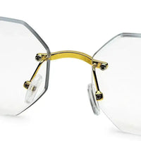 Astrolis | Golden Medium Rim Less Hexagonal Eyeglasses for Men [UV-protected]