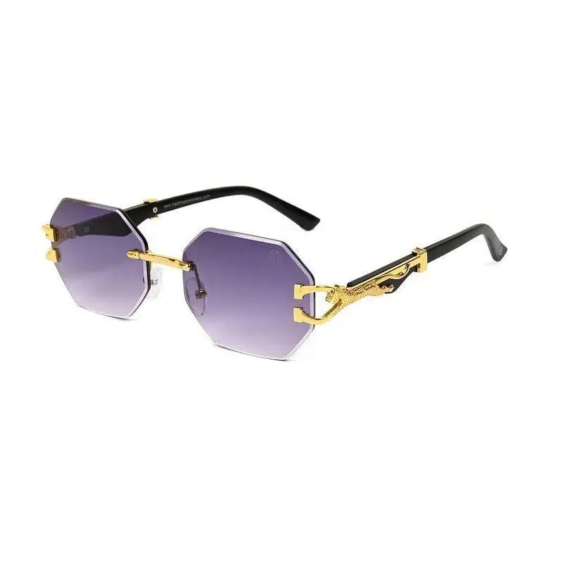 Astrolis | Gradient Grey Medium Rim Less Hexagonal Sunglasses for Men [UV-protected]