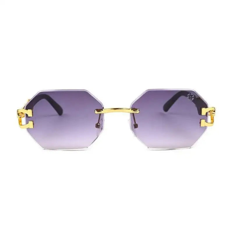 Astrolis | Gradient Grey Medium Rim Less Hexagonal Sunglasses for Men [UV-protected]