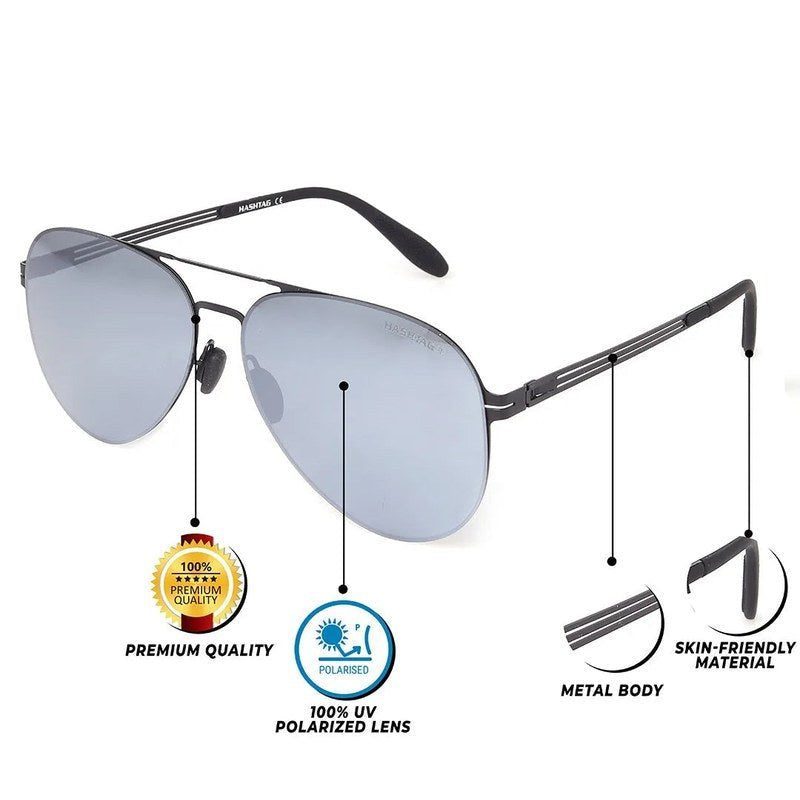 Aurion Black Medium Full Rim Aviator Sunglasses for Men — Hashtag Eyewears