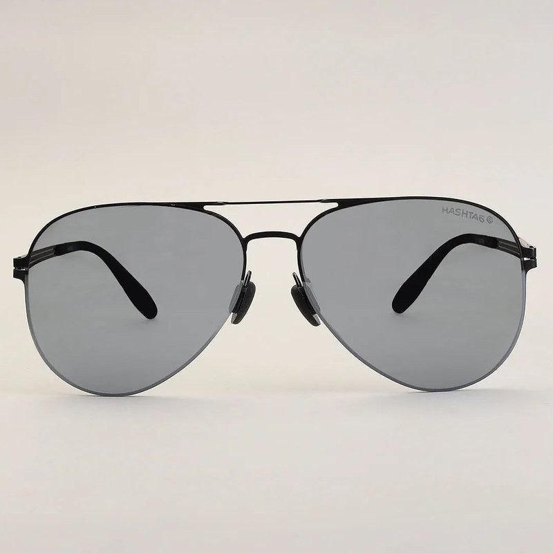 Aurion Black Medium Full Rim Aviator Sunglasses for Men — Hashtag Eyewears