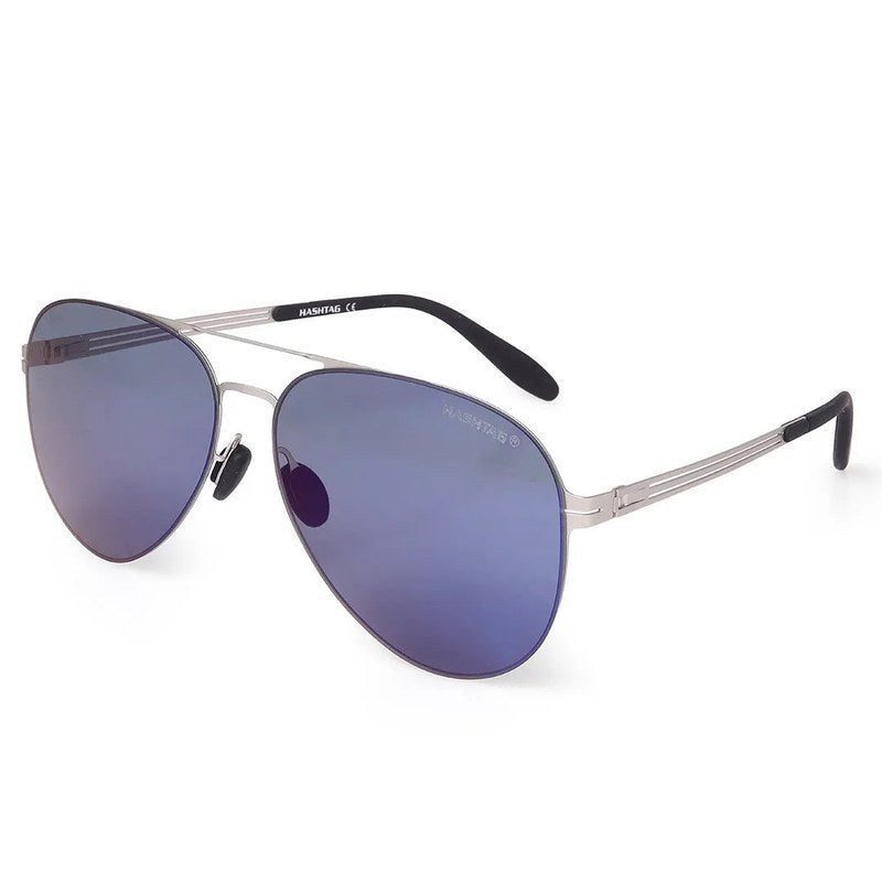 Aurion Silver Medium Full Rim Aviator Sunglasses for Men — Hashtag Eyewears