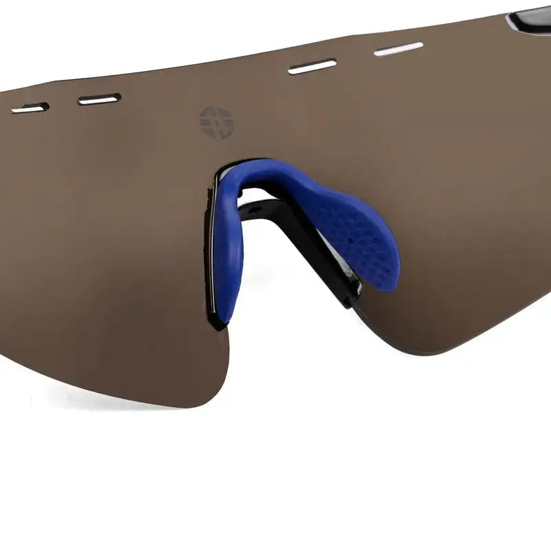 Auryon | Black & Blue Large Rim Less Shield Sports Sunglasses for Men & Women [UV-protected]