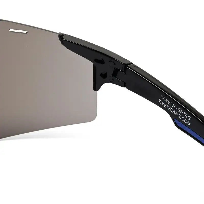 Auryon | Black & Blue Large Rim Less Shield Sports Sunglasses for Men & Women [UV-protected]