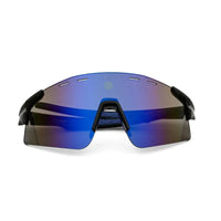 Auryon | Black & Blue Large Rim Less Shield Sports Sunglasses for Men & Women [UV-protected]