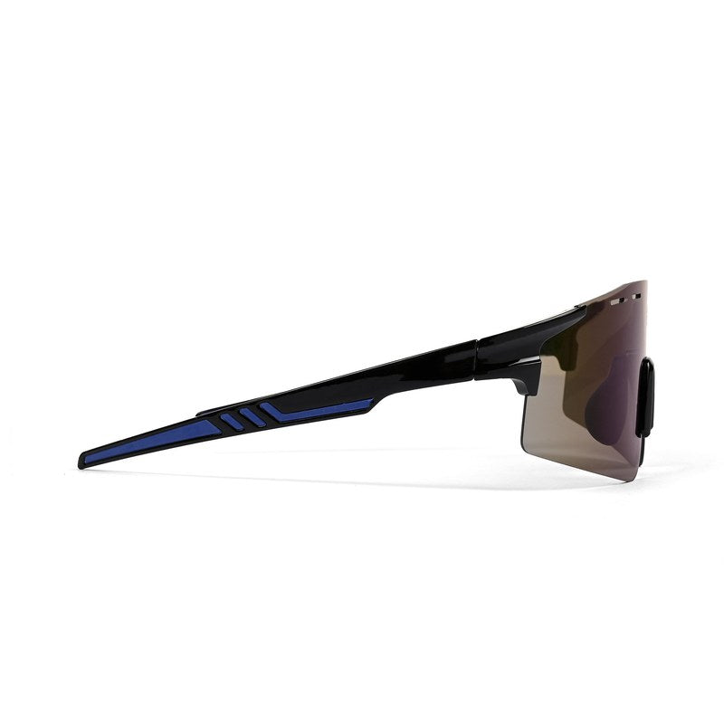Auryon Black & Blue Large Rim Less Shield Sports Sunglasses for Men & Women — Hashtag Eyewears