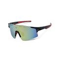 Auryon | Dotted Blue & Black & Red Large Rim Less Shield Sports Sunglasses for Men & Women [UV-protected]