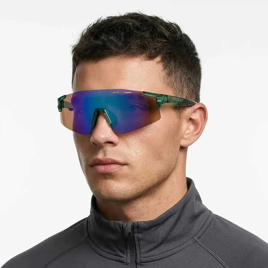 Auryon | Green Large Rim Less Shield Sports Sunglasses for Men & Women [UV-protected]