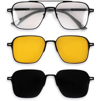 Avelora Black Large Full Rim Rectangle Clip-on for Men & Women — Hashtag Eyewears