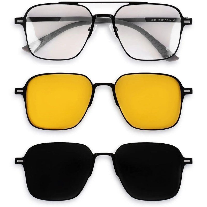 Avelora Black Large Full Rim Rectangle Clip-on for Men & Women — Hashtag Eyewears