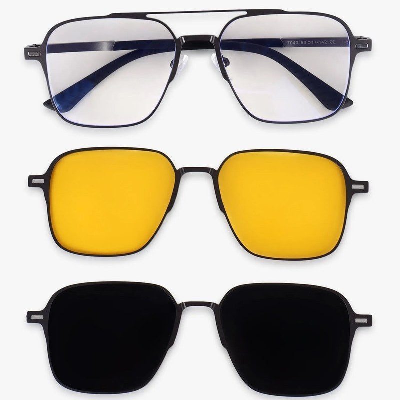 Avelora Grey Large Full Rim Rectangle Clip-on for Men & Women — Hashtag Eyewears