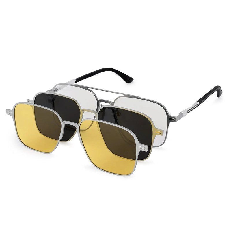 Avelora Silver Large Full Rim Rectangle Clip-on for Men & Women — Hashtag Eyewears