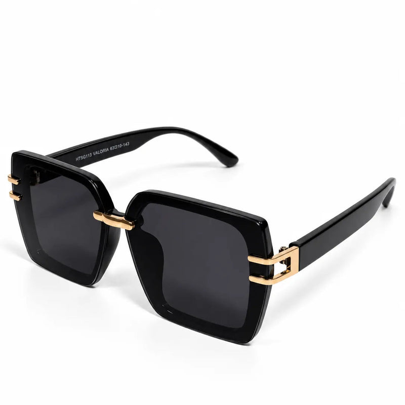 Valoria | Black Large Full Rim Square Sunglasses for Women [UV-protected]