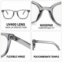 Rivena | Smoke Small Full Rim Square Computer Glasses for Men & Women [Blue Block]