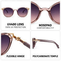 Vortex | Gradient Purple Medium Full Rim Round Sunglasses for Women [UV-protected]