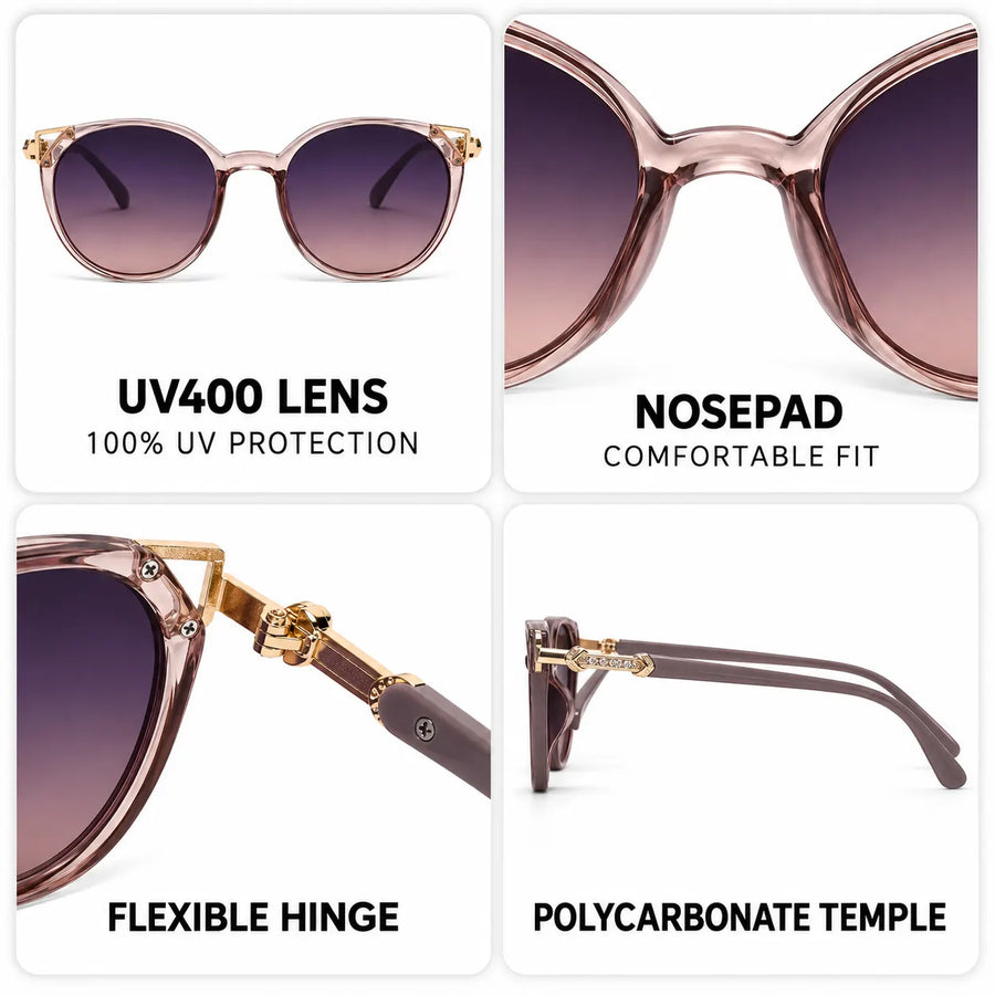 Vortex | Gradient Purple Medium Full Rim Round Sunglasses for Women [UV-protected]