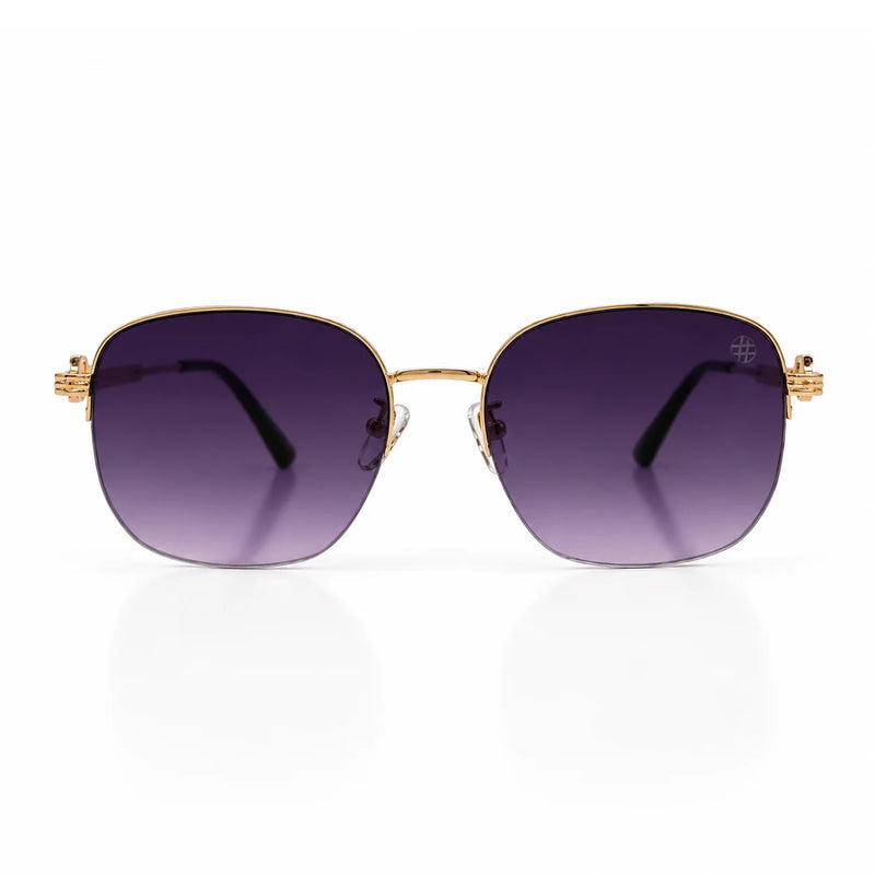 Eclipse | Purple Medium Half Rim Square Sunglasses for Women [UV-protected]