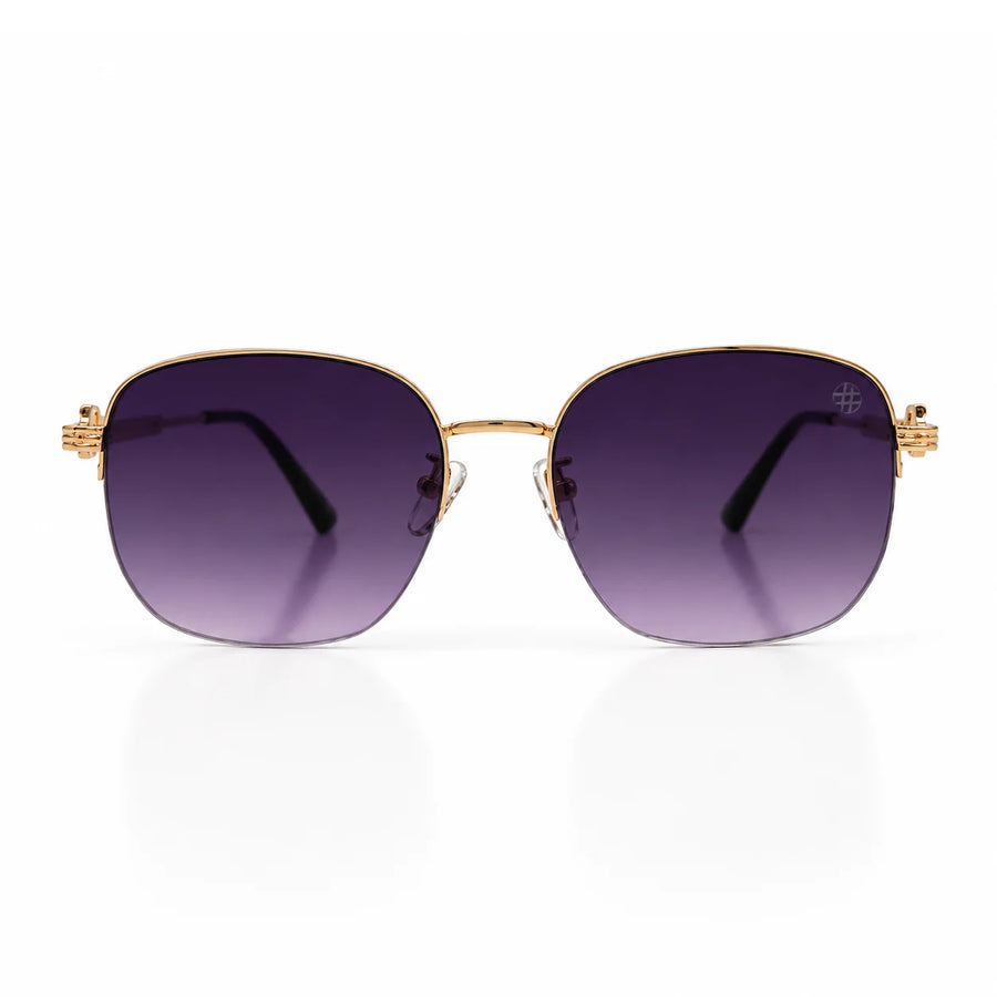 Eclipse | Purple Medium Half Rim Square Sunglasses for Women [UV-protected]