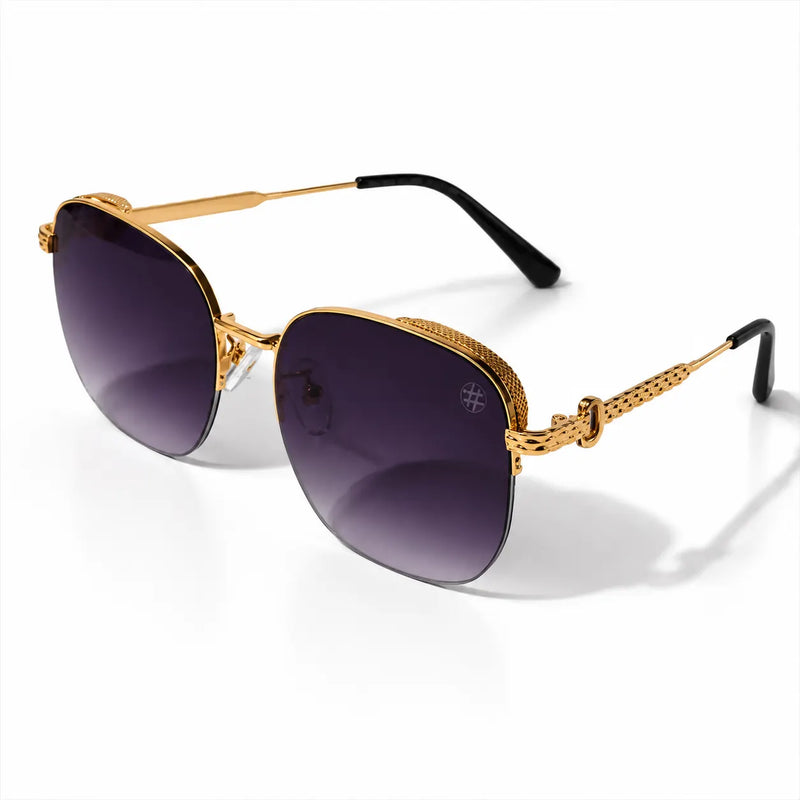 Eclipse | Purple Medium Half Rim Square Sunglasses for Women [UV-protected]
