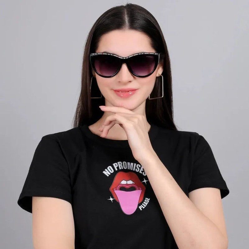 Baelith Black Silver Large Full Rim Cateye Sunglasses for Women — Hashtag Eyewears