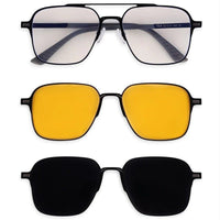 Baelora Black Large Full Rim Rectangle Clip-on for Men & Women — Hashtag Eyewears