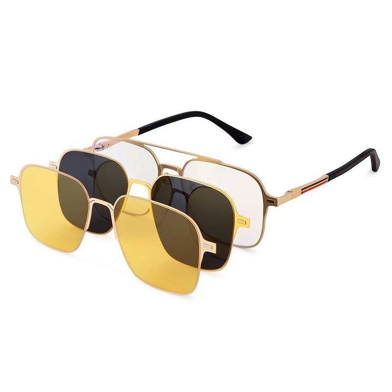 Baelora Golden Large Full Rim Rectangle Clip-on for Men & Women — Hashtag Eyewears