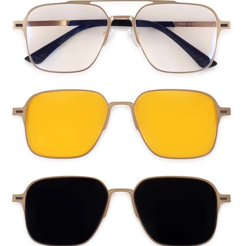 Baelora Golden Large Full Rim Rectangle Clip-on for Men & Women — Hashtag Eyewears