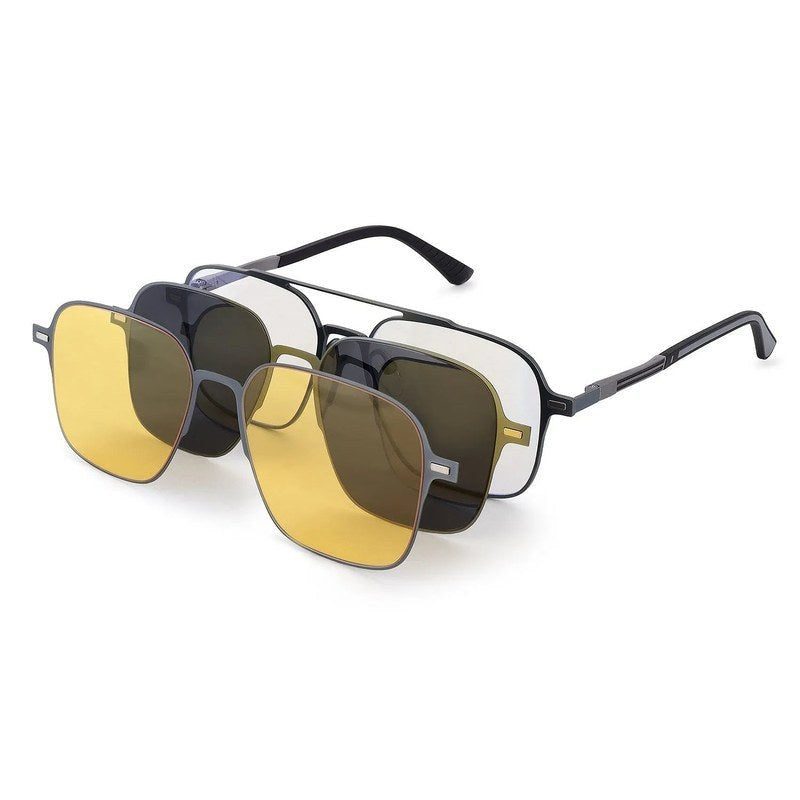 Baelora Grey Large Full Rim Rectangle Clip-on for Men & Women — Hashtag Eyewears