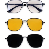 Baelora Grey Large Full Rim Rectangle Clip-on for Men & Women — Hashtag Eyewears