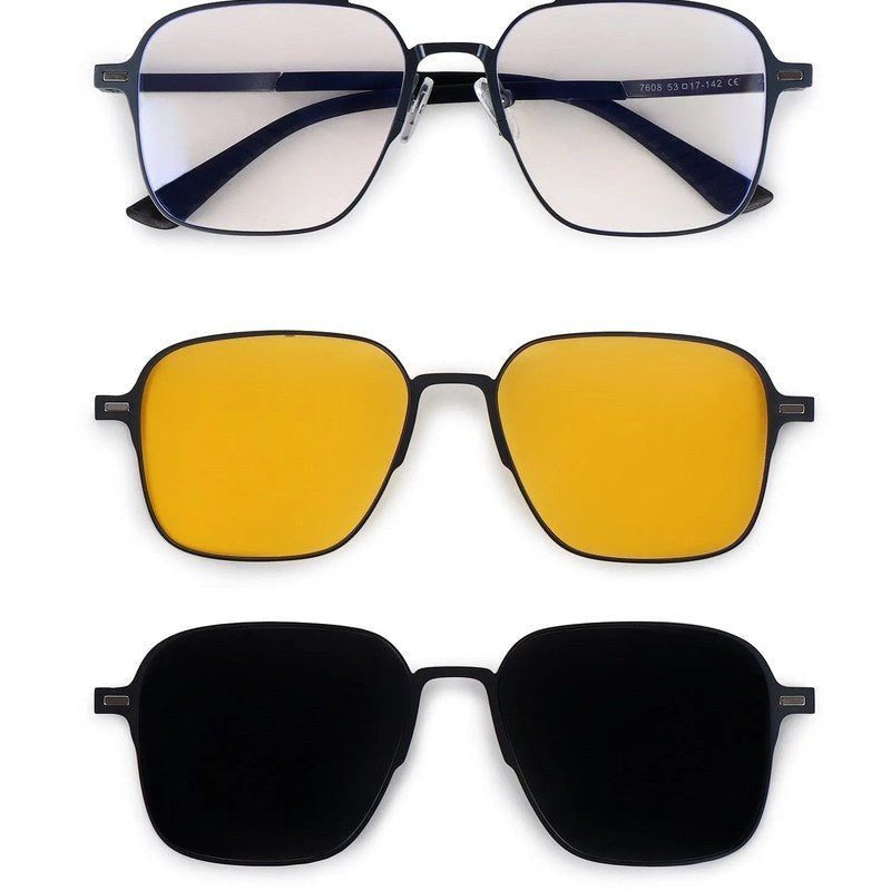 Baelora Grey Large Full Rim Rectangle Clip-on for Men & Women — Hashtag Eyewears