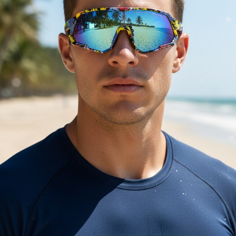 Myrion Multi Texture Medium Full Rim Shield Sports Sunglasses for Men & Women — Hashtag Eyewears